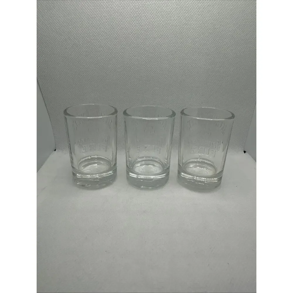 Jack Daniel's Tennessee Fire Shot Glasses Clear Lot of 3